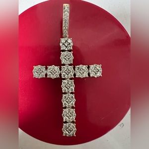 10k gold natural diamonds cross pendant
